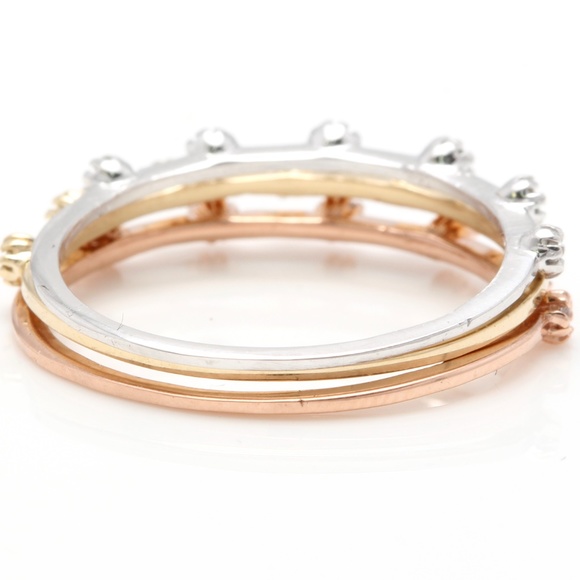 14K Multicolor Gold Set Of Stackable Diamond Rings